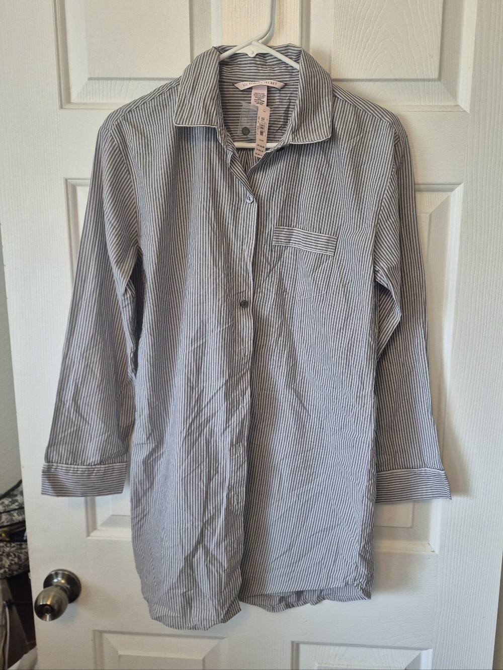 Victoria Secret Striped Button-Up Sleep Shirt XS